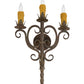 Meyda Lighting Palmira 15" 3-Light Organic Rust Wall Sconce With Amber Faux Candlelight