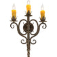 Meyda Lighting Palmira 15" 3-Light Organic Rust Wall Sconce With Amber Faux Candlelight