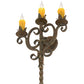 Meyda Lighting Palmira 15" 3-Light Organic Rust Wall Sconce With Amber Faux Candlelight