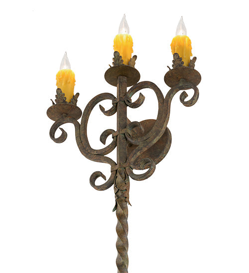 Meyda Lighting Palmira 15" 3-Light Organic Rust Wall Sconce With Amber Faux Candlelight