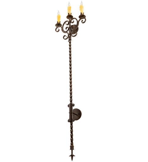 Meyda Lighting Palmira 16" 3-Light Classic Rust Wall Sconce With Ivory Faux Candlelight