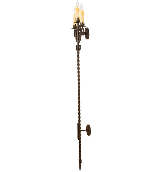 Meyda Lighting Palmira 16" 3-Light Classic Rust Wall Sconce With Ivory Faux Candlelight