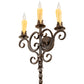 Meyda Lighting Palmira 16" 3-Light Classic Rust Wall Sconce With Ivory Faux Candlelight