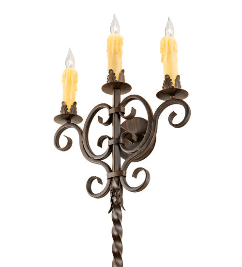 Meyda Lighting Palmira 16" 3-Light Classic Rust Wall Sconce With Ivory Faux Candlelight