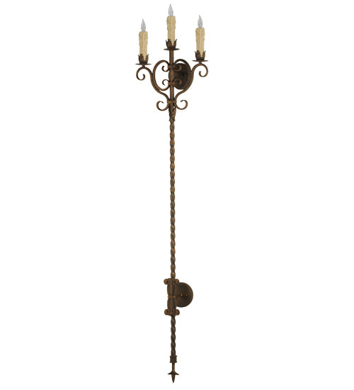 Meyda Lighting Palmira 16" 3-Light Coffee Bean Wall Sconce With Ivory Faux Candlelight