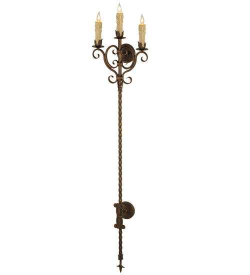Meyda Lighting Palmira 16" 3-Light Coffee Bean Wall Sconce With Ivory Faux Candlelight