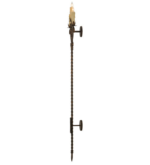Meyda Lighting Palmira 16" 3-Light Coffee Bean Wall Sconce With Ivory Faux Candlelight
