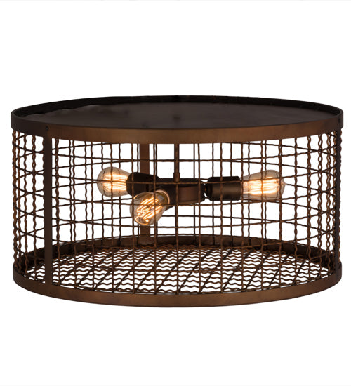 Meyda Lighting Paloma Golpe 24" 3-Light Vintage Copper Flush Mount Light