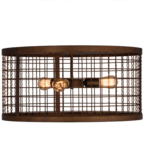 Meyda Lighting Paloma Golpe 24" 3-Light Vintage Copper Flush Mount Light