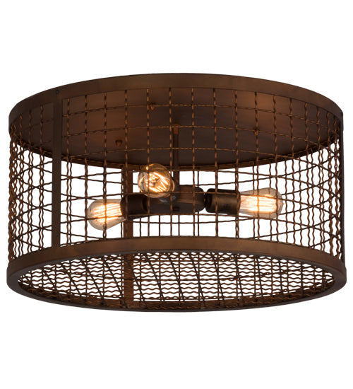 Meyda Lighting Paloma Golpe 24" 3-Light Vintage Copper Flush Mount Light