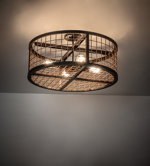 Meyda Lighting Paloma Golpe 24" 4-Light Flat Black & Metallic Bronze Semi-flush Mount Light