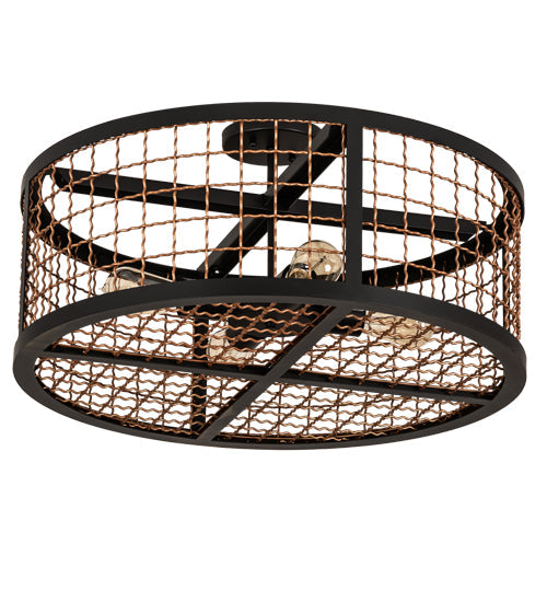 Meyda Lighting Paloma Golpe 24" 4-Light Flat Black & Metallic Bronze Semi-flush Mount Light
