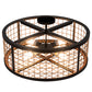 Meyda Lighting Paloma Golpe 24" 4-Light Flat Black & Metallic Bronze Semi-flush Mount Light