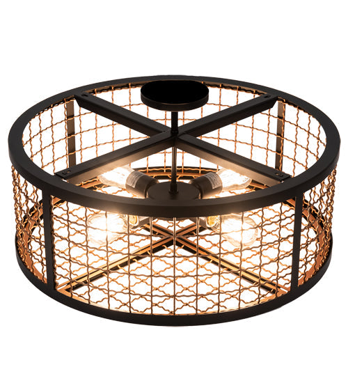 Meyda Lighting Paloma Golpe 24" 4-Light Flat Black & Metallic Bronze Semi-flush Mount Light