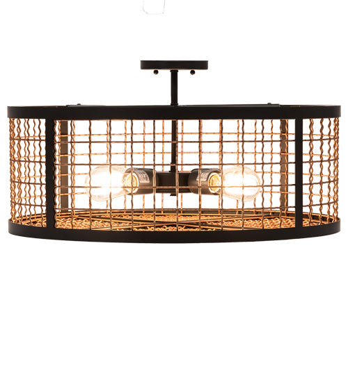 Meyda Lighting Paloma Golpe 24" 4-Light Flat Black & Metallic Bronze Semi-flush Mount Light