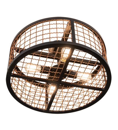 Meyda Lighting Paloma Golpe 24" 4-Light Flat Black & Metallic Bronze Semi-flush Mount Light
