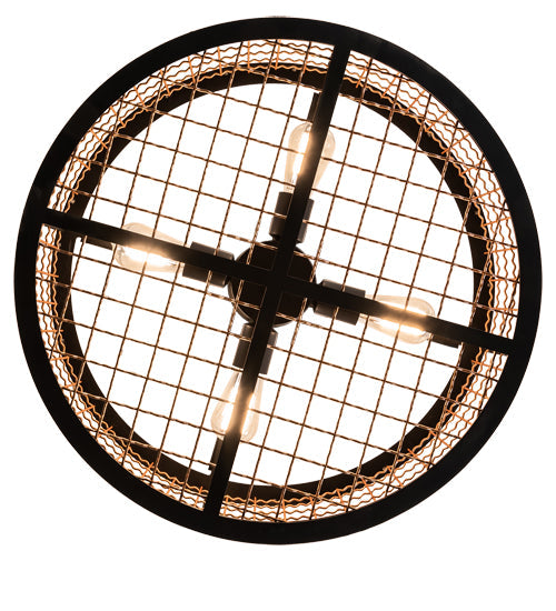Meyda Lighting Paloma Golpe 24" 4-Light Flat Black & Metallic Bronze Semi-flush Mount Light
