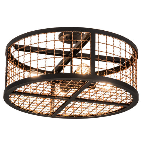 Meyda Lighting Paloma Golpe 24" 4-Light Flat Black & Metallic Bronze Semi-flush Mount Light