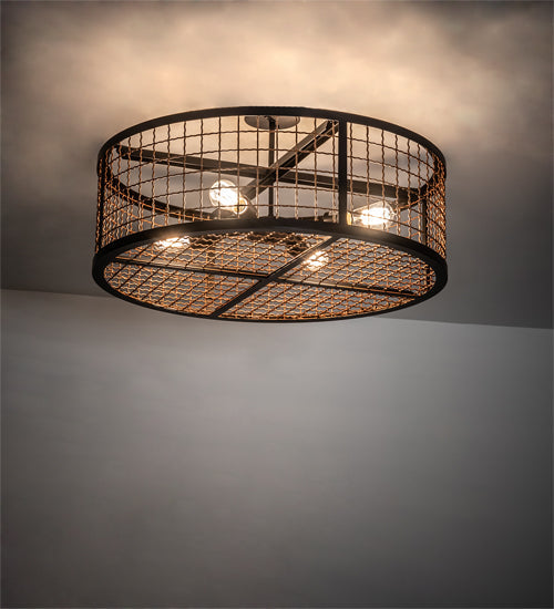 Meyda Lighting Paloma Golpe 30" 4-Light Flat Black & Metallic Bronze Semi-flush Mount Light