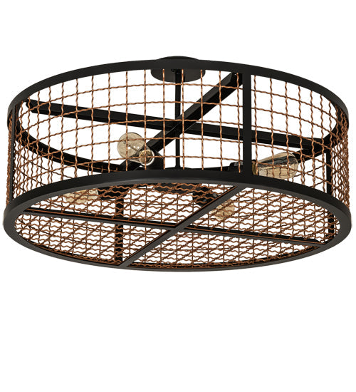 Meyda Lighting Paloma Golpe 30" 4-Light Flat Black & Metallic Bronze Semi-flush Mount Light