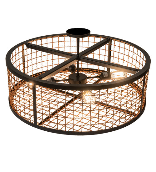 Meyda Lighting Paloma Golpe 30" 4-Light Flat Black & Metallic Bronze Semi-flush Mount Light