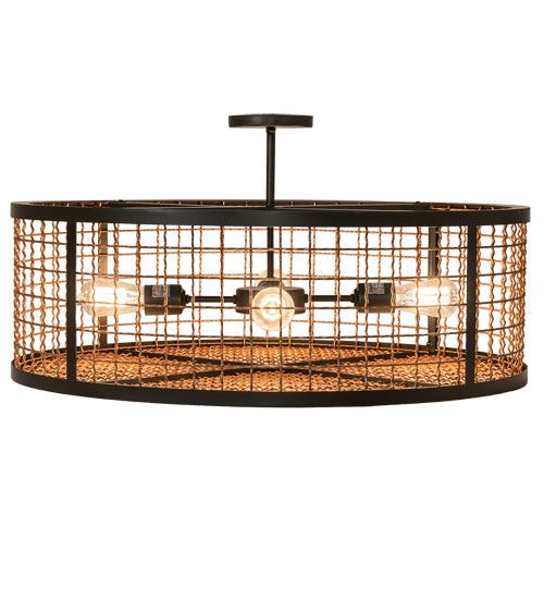 Meyda Lighting Paloma Golpe 30" 4-Light Flat Black & Metallic Bronze Semi-flush Mount Light