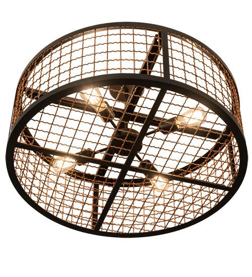 Meyda Lighting Paloma Golpe 30" 4-Light Flat Black & Metallic Bronze Semi-flush Mount Light