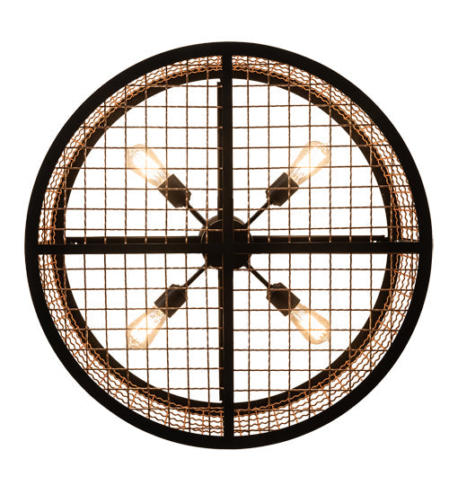 Meyda Lighting Paloma Golpe 30" 4-Light Flat Black & Metallic Bronze Semi-flush Mount Light
