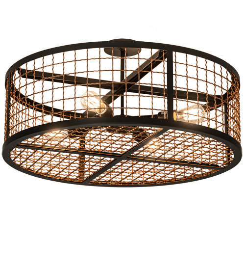 Meyda Lighting Paloma Golpe 30" 4-Light Flat Black & Metallic Bronze Semi-flush Mount Light