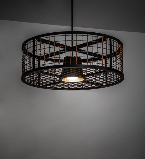 Meyda Lighting Paloma Golpe 30" Flat Black & Metallic Bronze Pendant Light