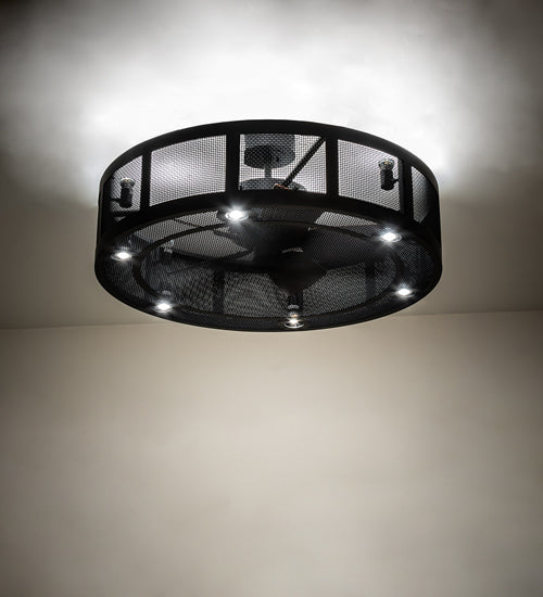Meyda Lighting Paloma Golpe 42" 12-Light Matte Black Chandelier and Fan