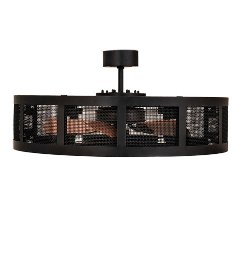Meyda Lighting Paloma Golpe 42" 12-Light Matte Black Chandelier and Fan