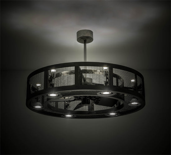 Meyda Lighting Paloma Golpe 48" 12-Light Steel Chandelier With Silver Shade and Fan
