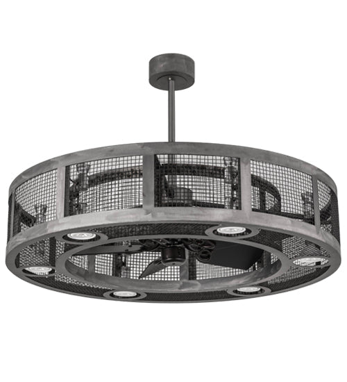 Meyda Lighting Paloma Golpe 48" 12-Light Steel Chandelier With Silver Shade and Fan
