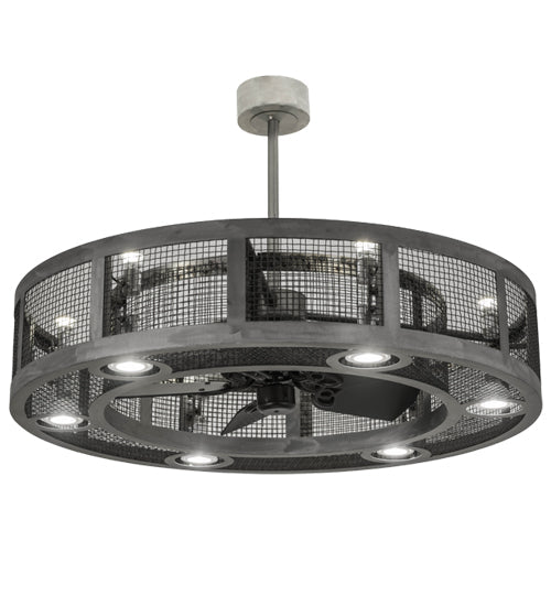 Meyda Lighting Paloma Golpe 48" 12-Light Steel Chandelier With Silver Shade and Fan