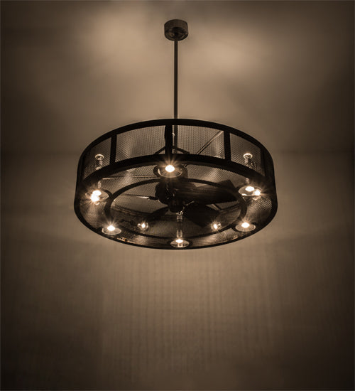 Meyda Lighting Paloma Golpe 48" 18-Light Steel Matte Clear Chandelier With Fan
