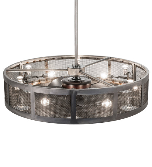 Meyda Lighting Paloma Golpe 48" 18-Light Steel Matte Clear Chandelier With Fan