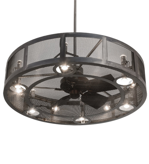 Meyda Lighting Paloma Golpe 48" 18-Light Steel Matte Clear Chandelier With Fan