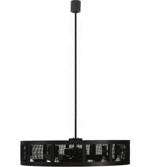 Meyda Lighting Paloma Golpe 48" 6-Light Wrought Iron Chandelier With Black Mesh Shade and Fan