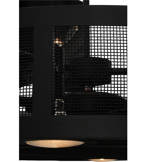 Meyda Lighting Paloma Golpe 48" 6-Light Wrought Iron Chandelier With Black Mesh Shade and Fan