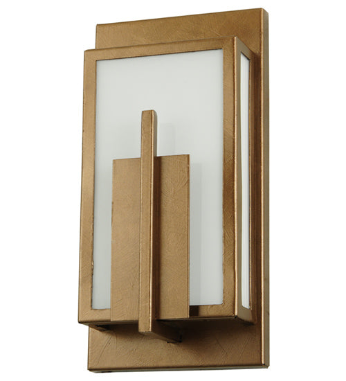 Meyda Lighting Pandora 7" LED Art Deco Gold Wall Sconce With White Flash Shade Glass