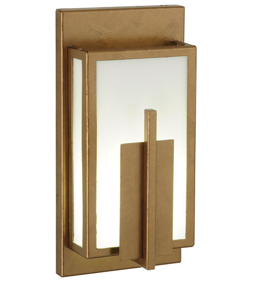 Meyda Lighting Pandora 7" LED Art Deco Gold Wall Sconce With White Flash Shade Glass