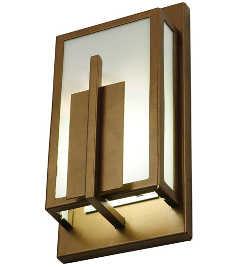 Meyda Lighting Pandora 7" LED Art Deco Gold Wall Sconce With White Flash Shade Glass