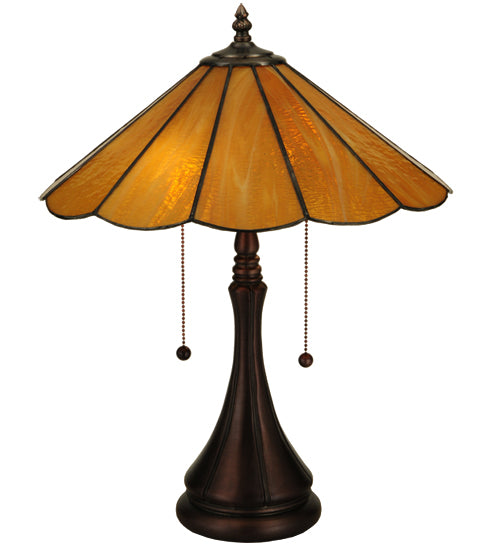 Meyda Lighting Panel 20" 2-Light Accent Table Lamp With Honey Amber Shade Glass