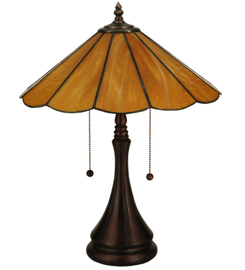 Meyda Lighting Panel 20" 2-Light Accent Table Lamp With Honey Amber Shade Glass