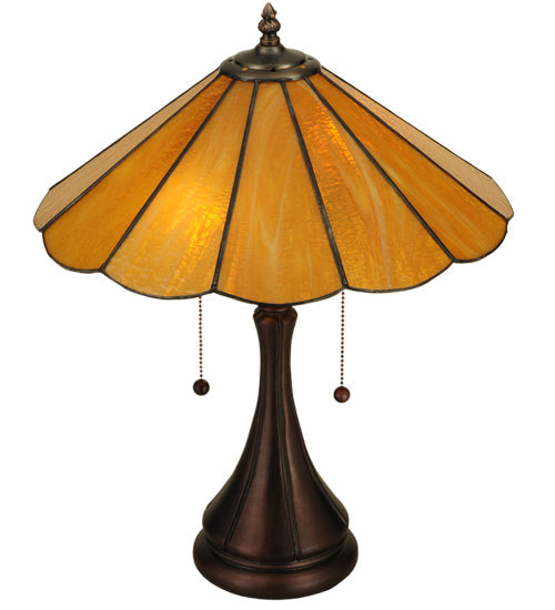 Meyda Lighting Panel 20" 2-Light Accent Table Lamp With Honey Amber Shade Glass