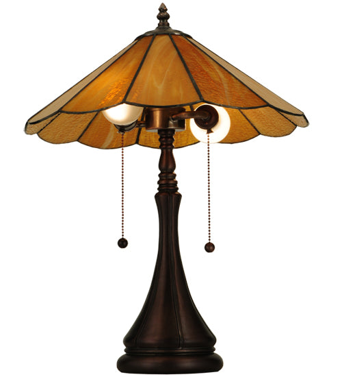 Meyda Lighting Panel 20" 2-Light Accent Table Lamp With Honey Amber Shade Glass