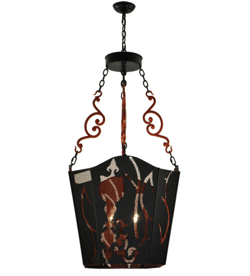 Meyda Lighting Panier Wasre 33" 4-Light Black Pendant Light