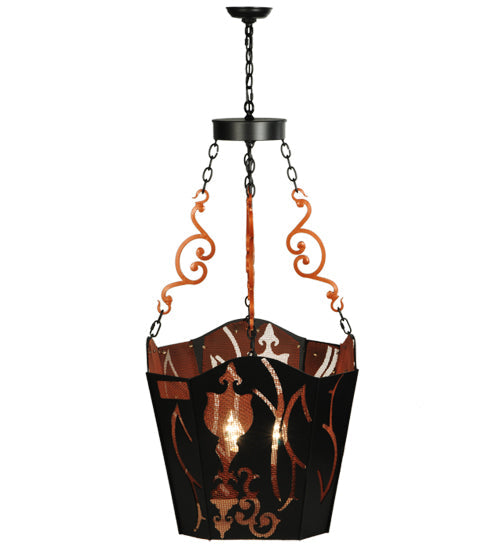 Meyda Lighting Panier Wasre 33" 4-Light Black Pendant Light