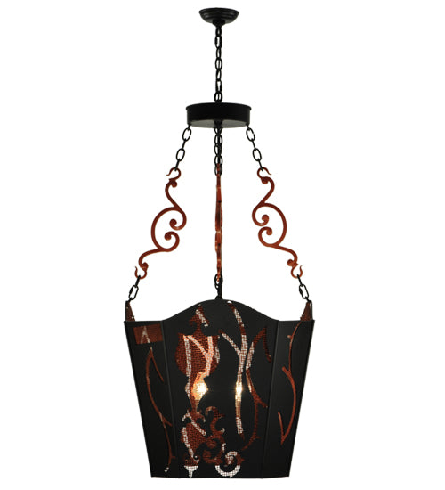 Meyda Lighting Panier Wasre 33" 4-Light Black Pendant Light